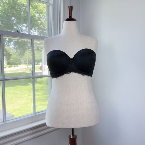 Victoria's Secret Multi Way Strapless Black Lace Bra Size 36DDD - Picture 1 of 8